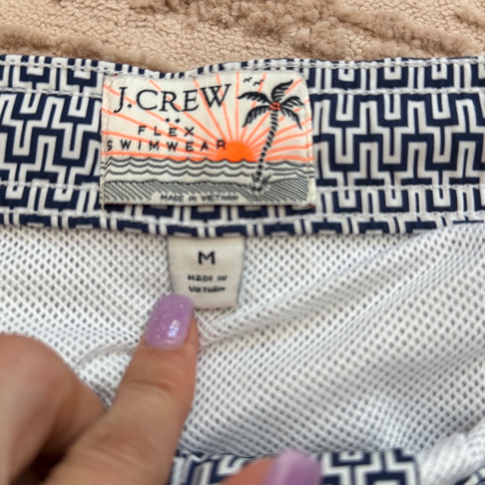 Set of Two J. Crew Olive Green & Navy / White Swim Shorts Size Medium - Picture 3 of 11